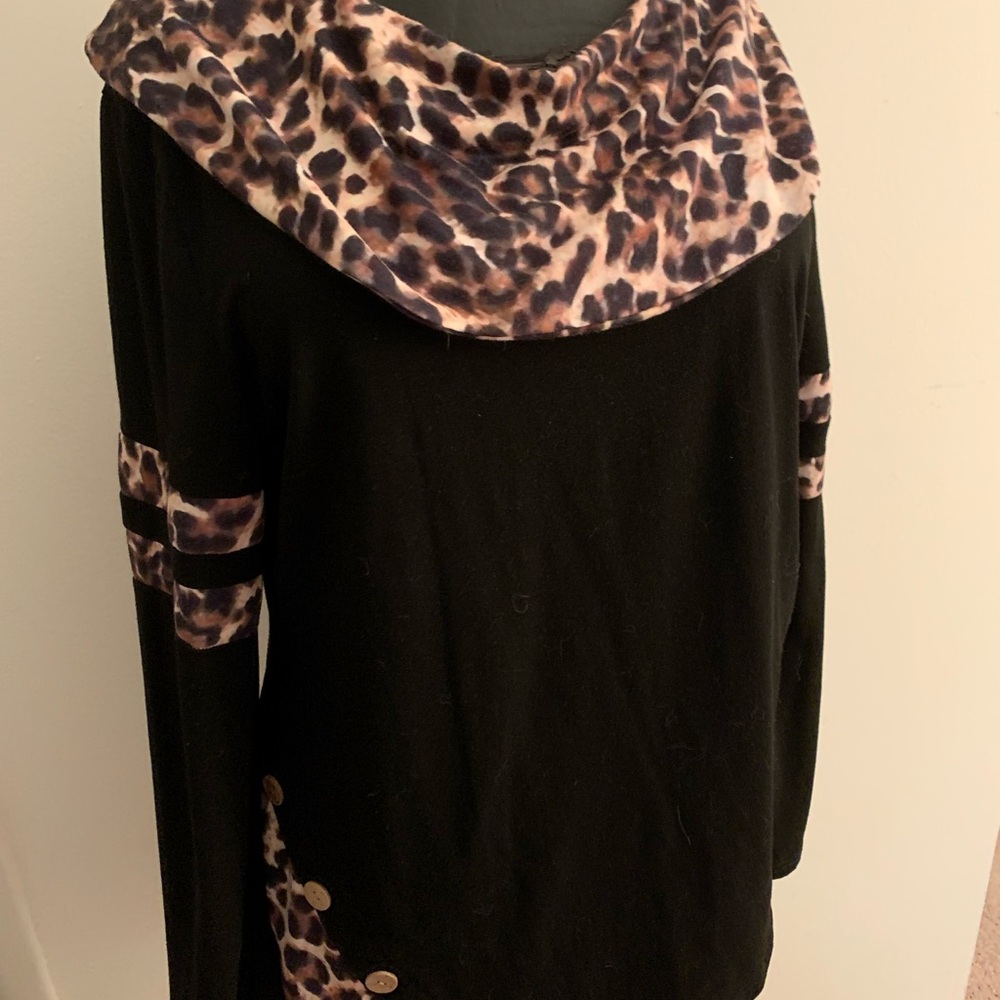 Leopard Print Black Top